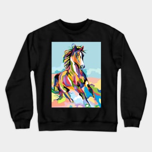 Abstract horse paintings in WPAP Crewneck Sweatshirt